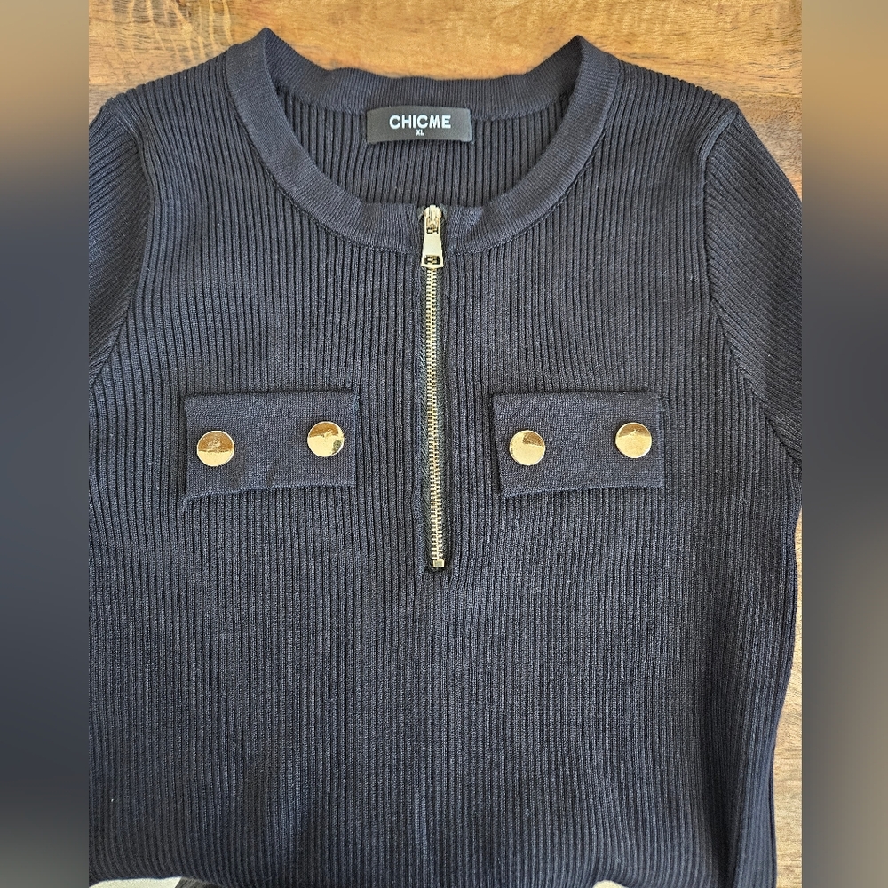 Black Ribbed Long Sleeve Top - Picture 7 of 9